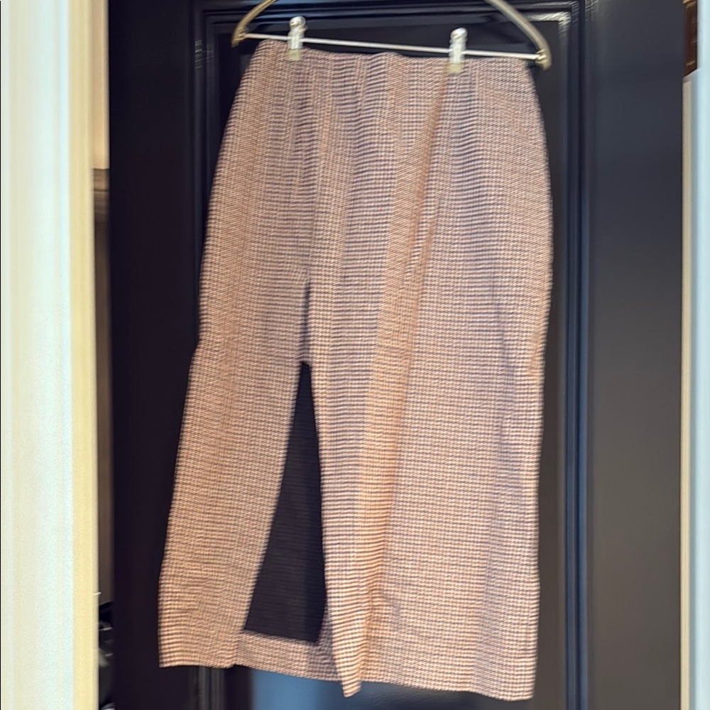 Maje Tan Pencil Midi Skirt with Slit and under skirt